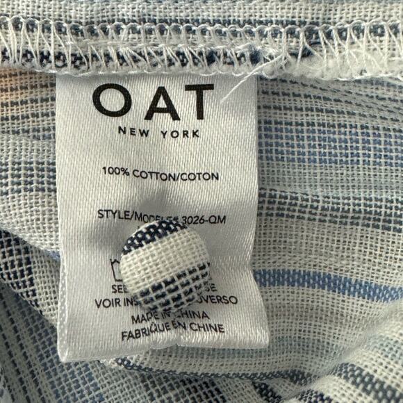 OAT Blue Striped Button-Down Top NWT Size Large - Picture 9 of 10